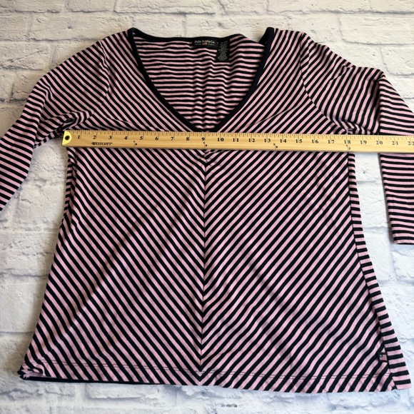 Polo by Ralph Lauren V-Neck Pink and Black Striped Long Sleeve Tee - Picture 5 of 8